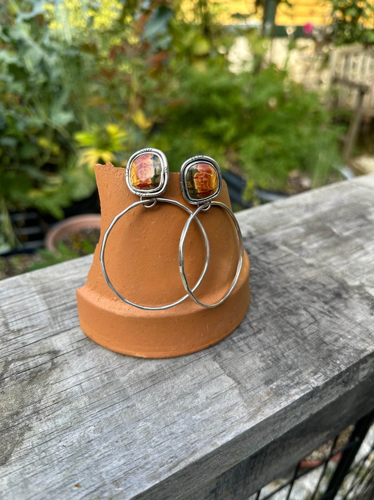 Red Creek Jasper hoop earrings