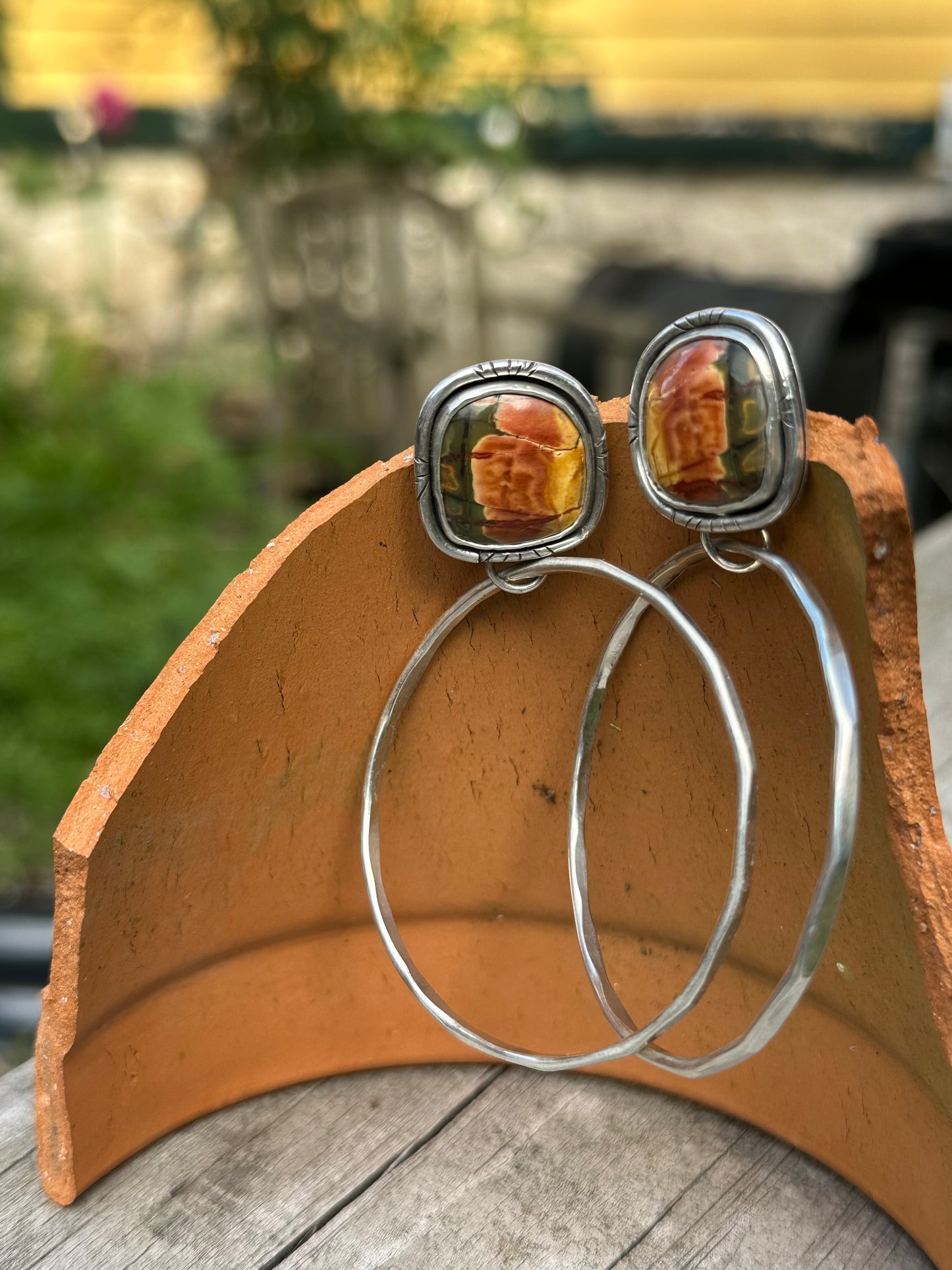 Red Creek Jasper hoop earrings
