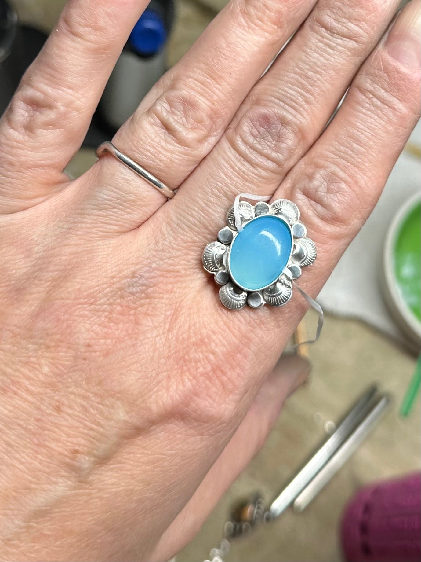 Chalcedony Seashell Ring