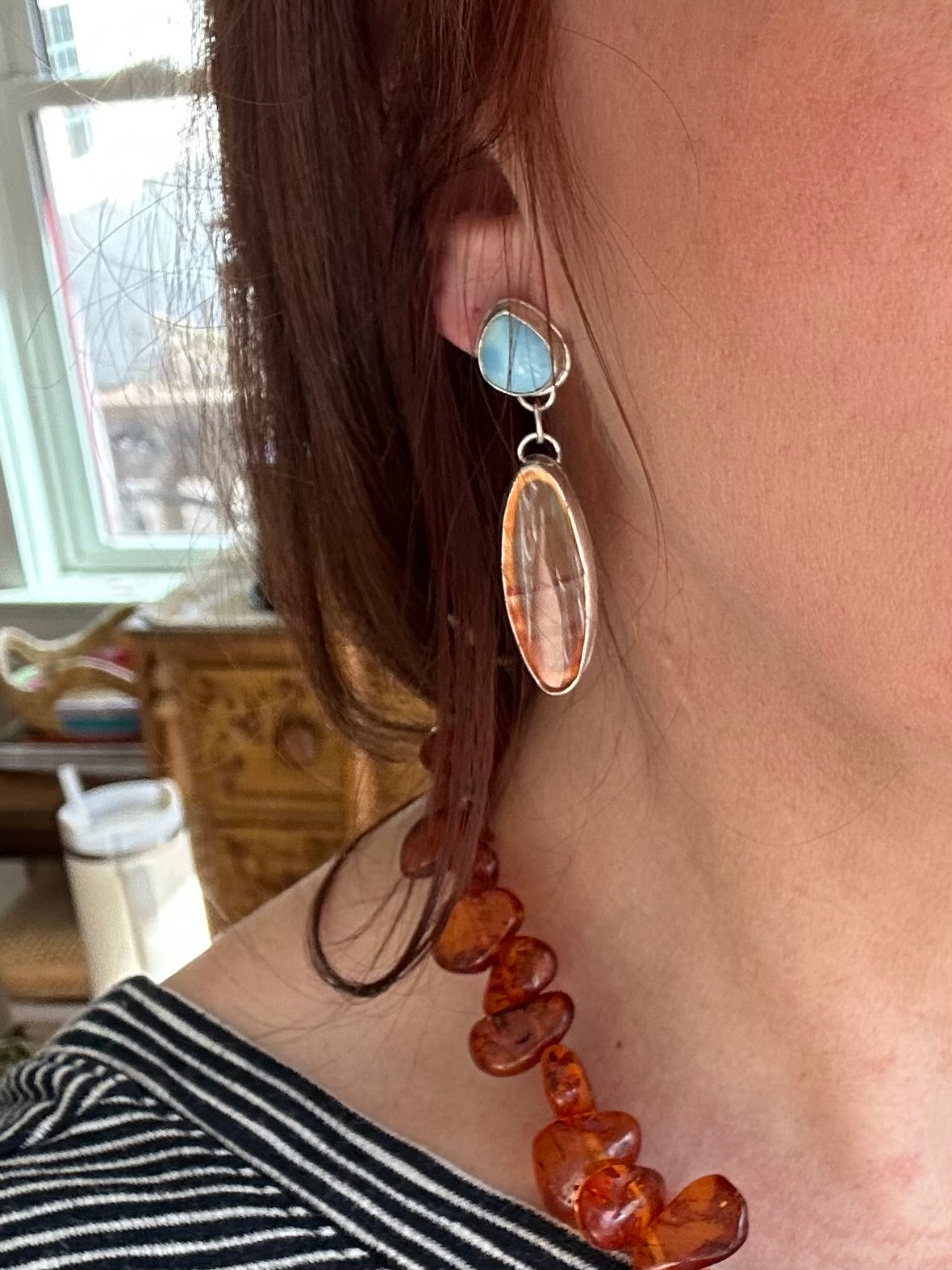 Blue Skies Orange Sunset Earrings