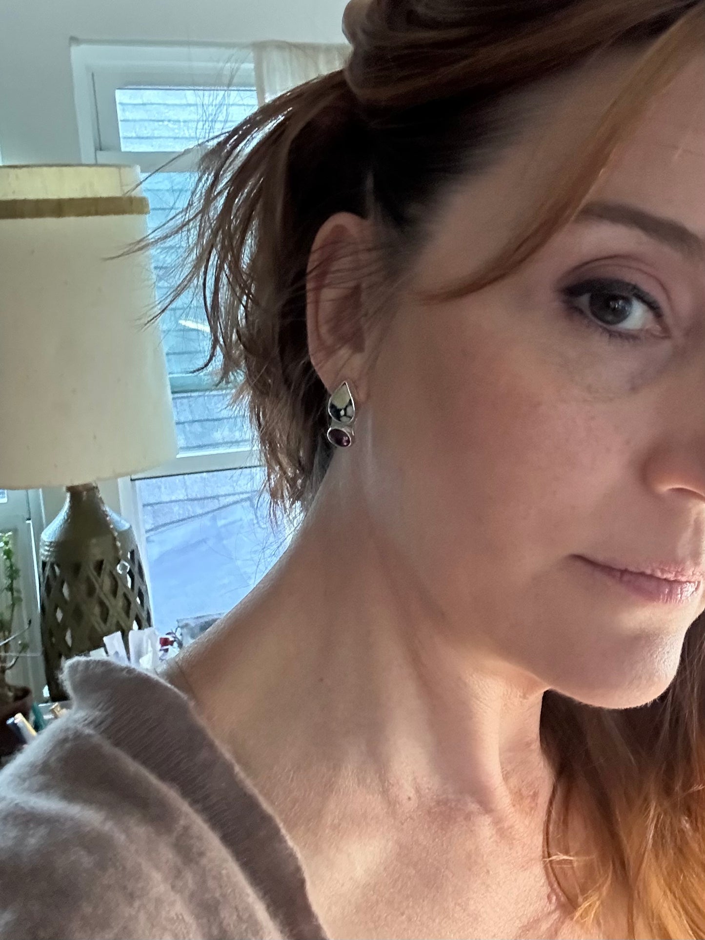 New Lander Variscite and Garnet Earrings