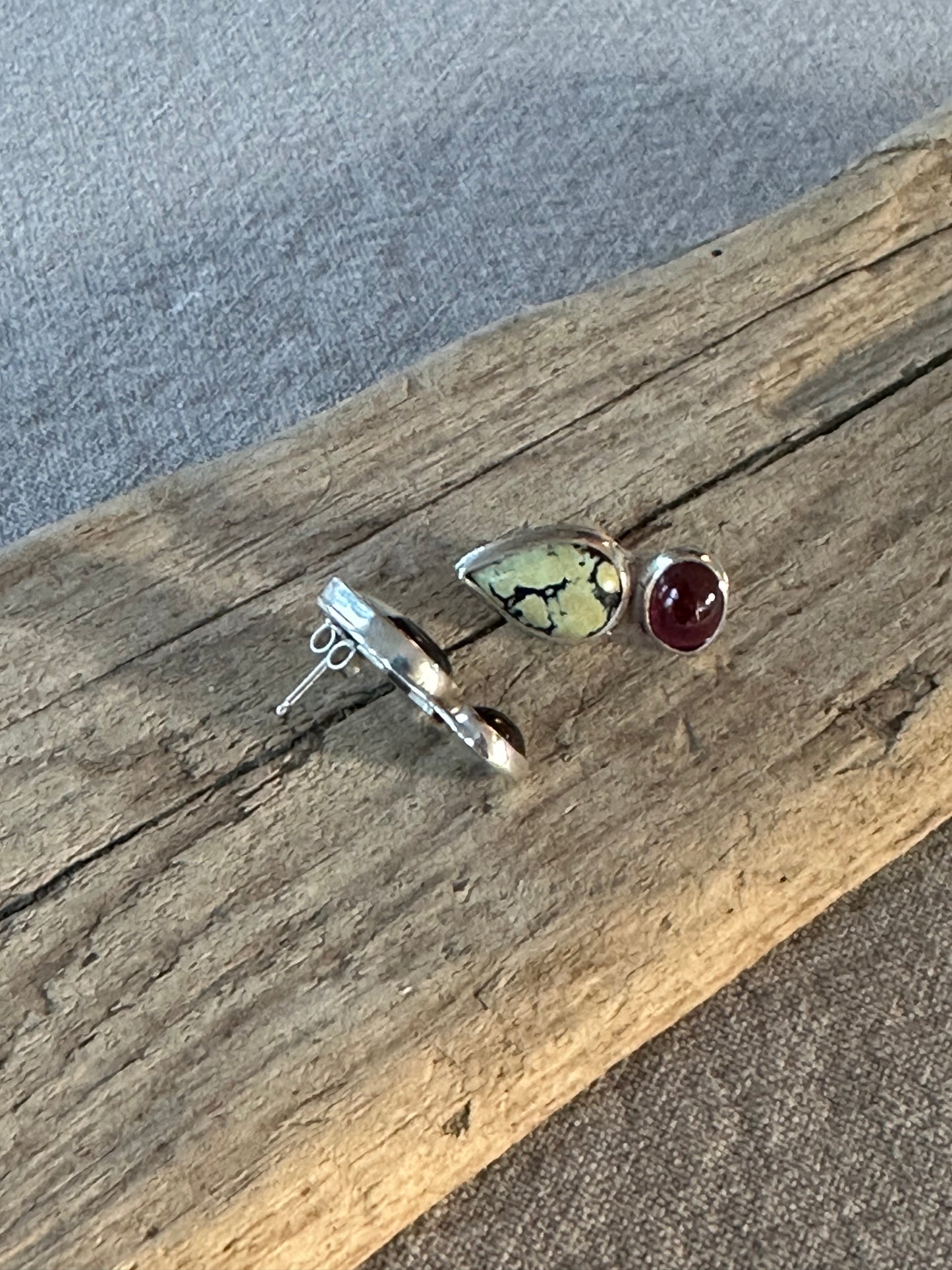 New Lander Variscite and Garnet Earrings