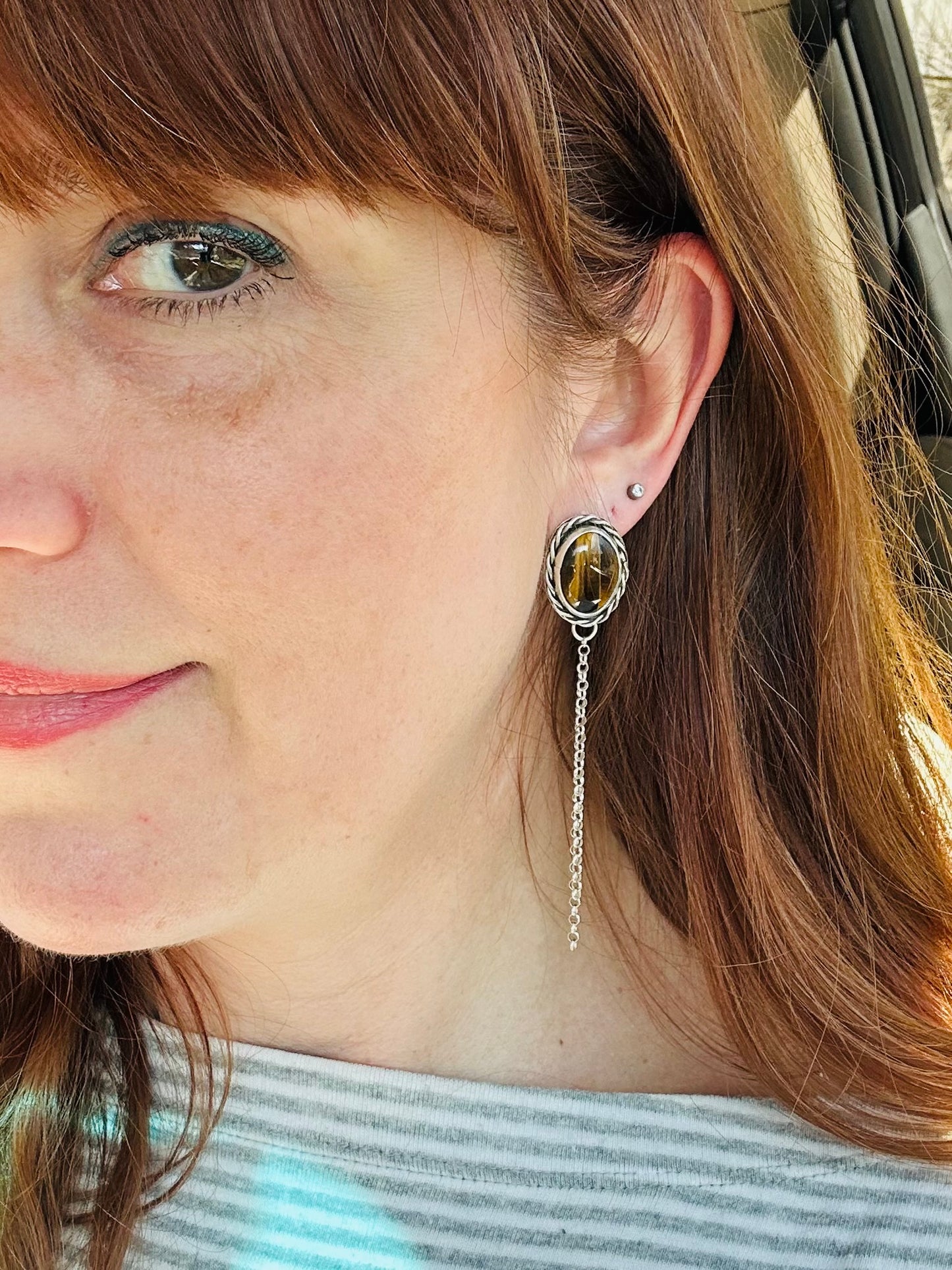 Nest Earrings with Tiger's Eye