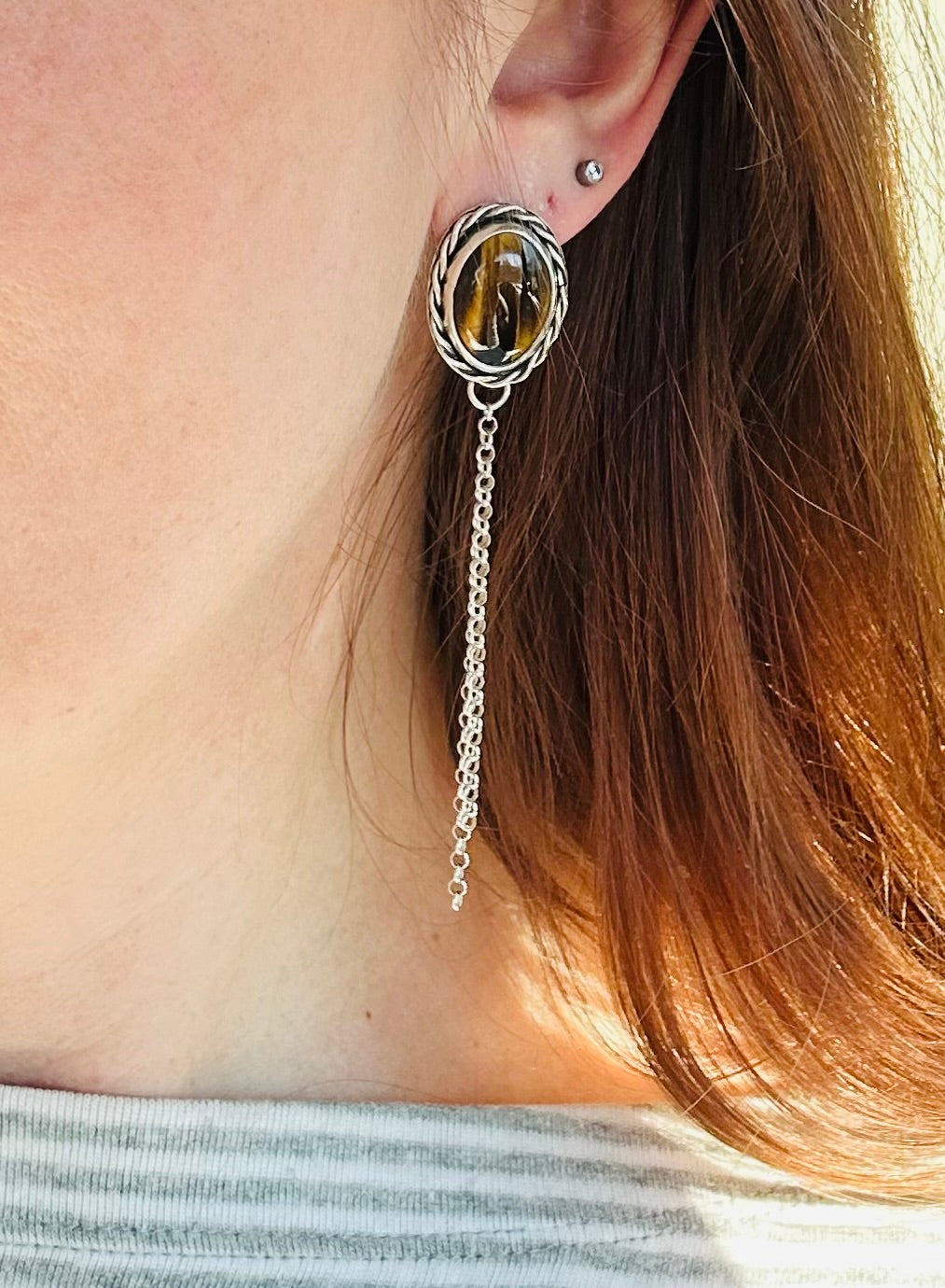 Nest Earrings with Tiger's Eye
