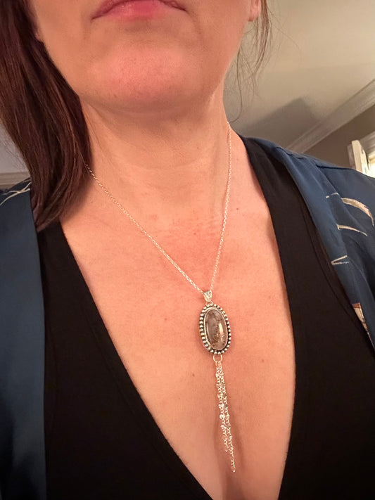 Winters End Snowy Agate Necklace
