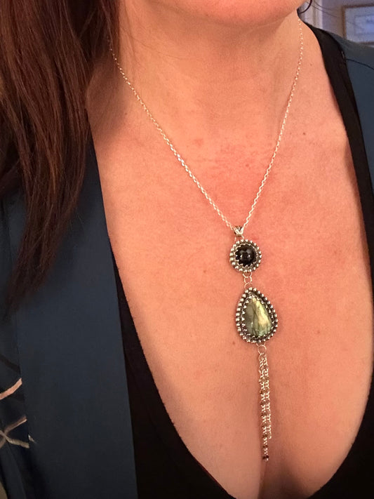 Winters End Onyx & Labradorite Necklace