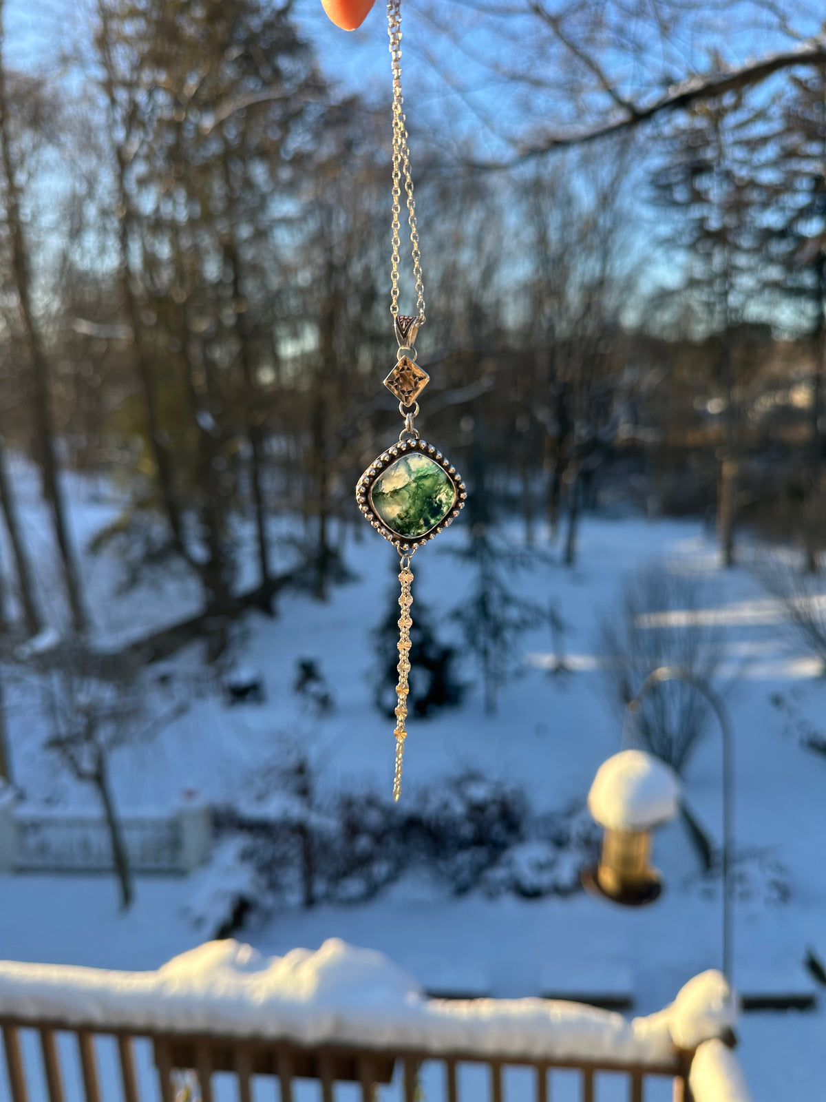 Winter's End Moss Agate Necklace