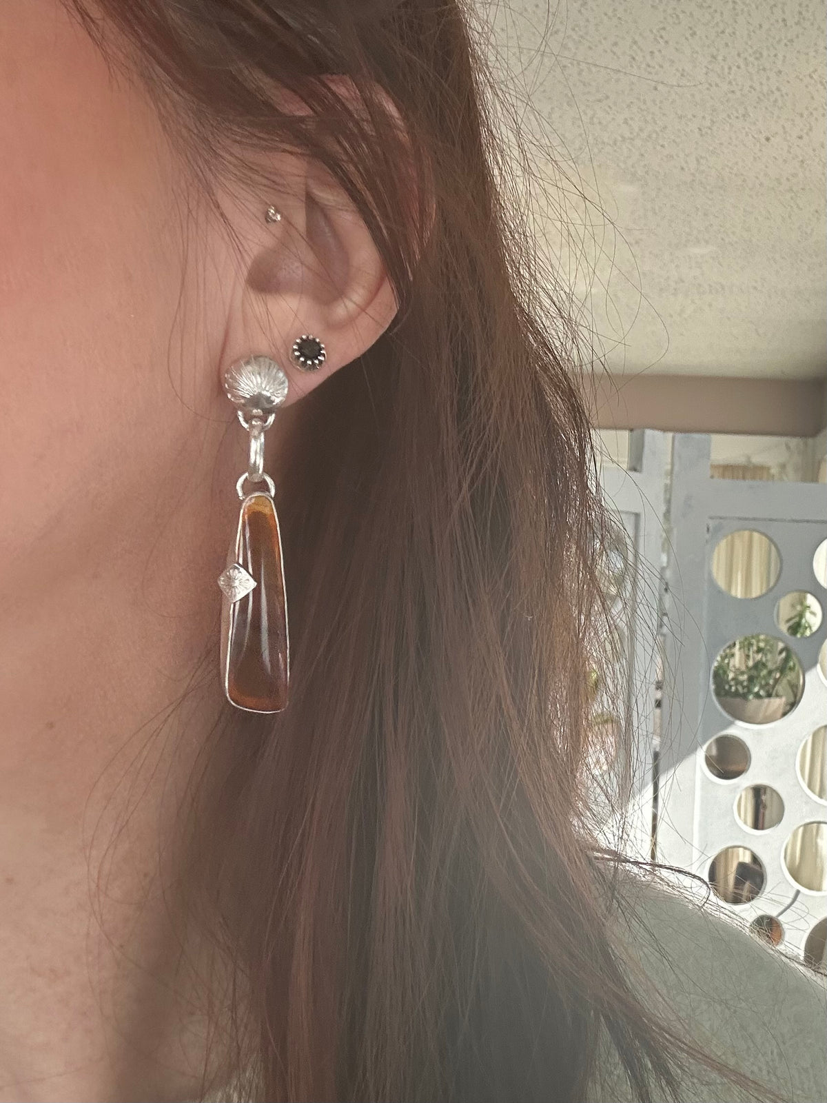 Seashell Agate drop earrings