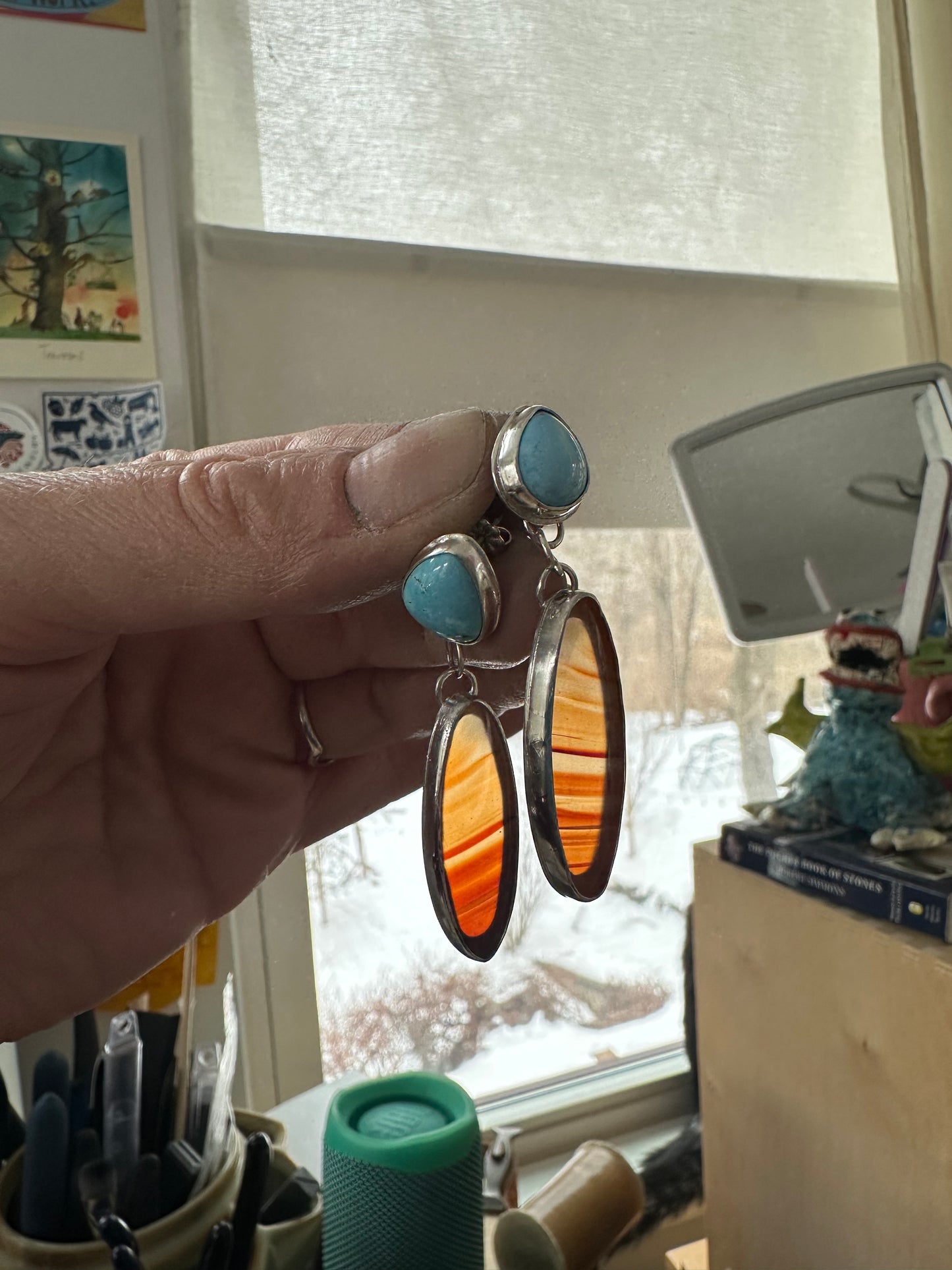 Blue Skies Orange Sunset Earrings