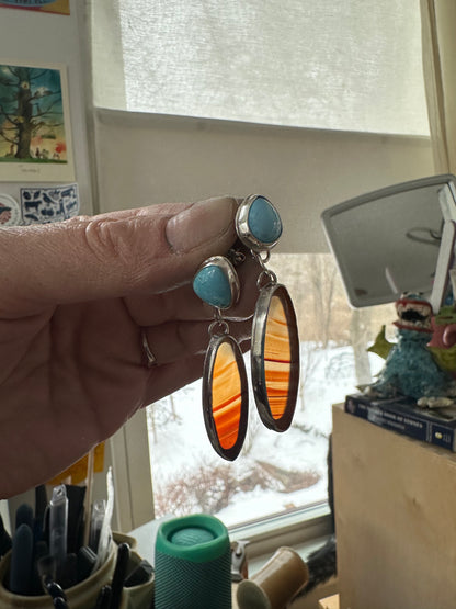 Blue Skies Orange Sunset Earrings