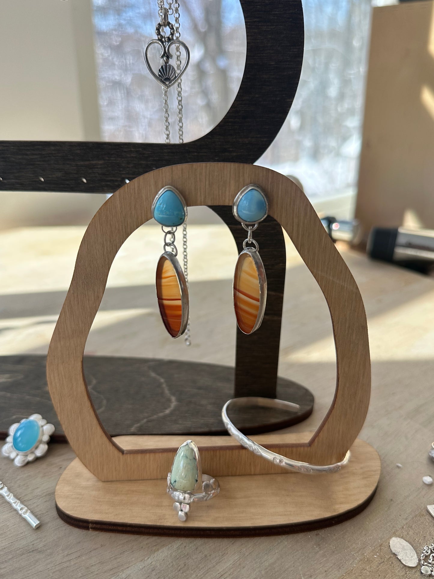 Blue Skies Orange Sunset Earrings