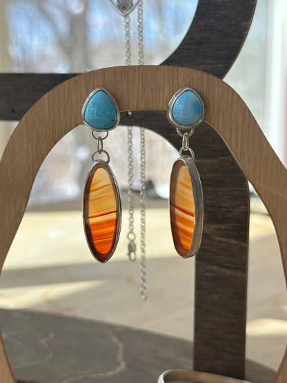 Blue Skies Orange Sunset Earrings