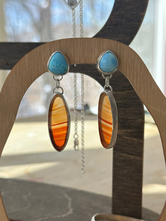 Blue Skies Orange Sunset Earrings