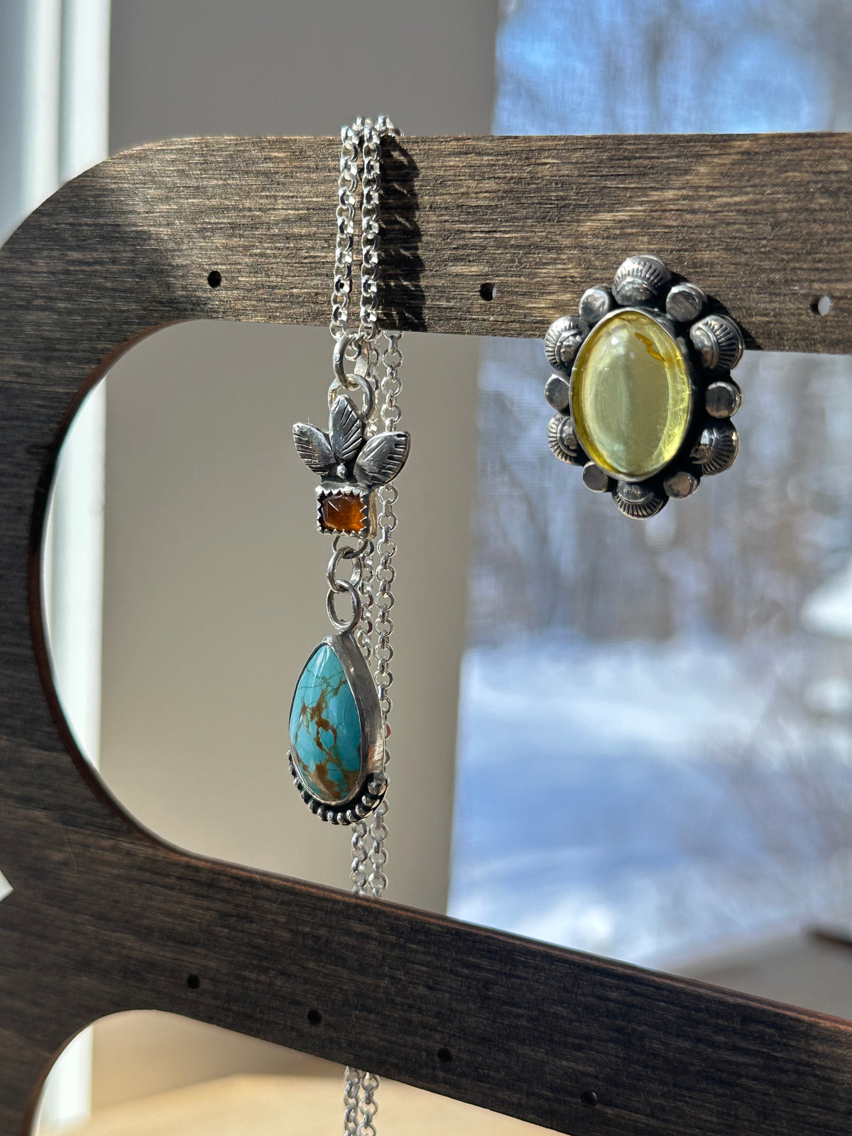 Kingman Turquoise and Orange Kyanite Necklace