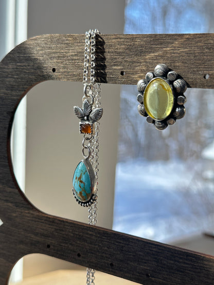 Kingman Turquoise and Orange Kyanite Necklace