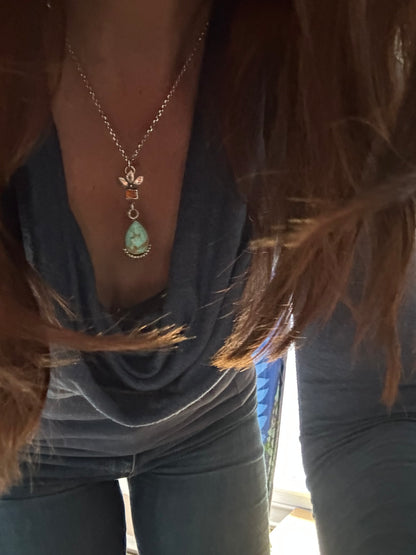 Kingman Turquoise and Orange Kyanite Necklace