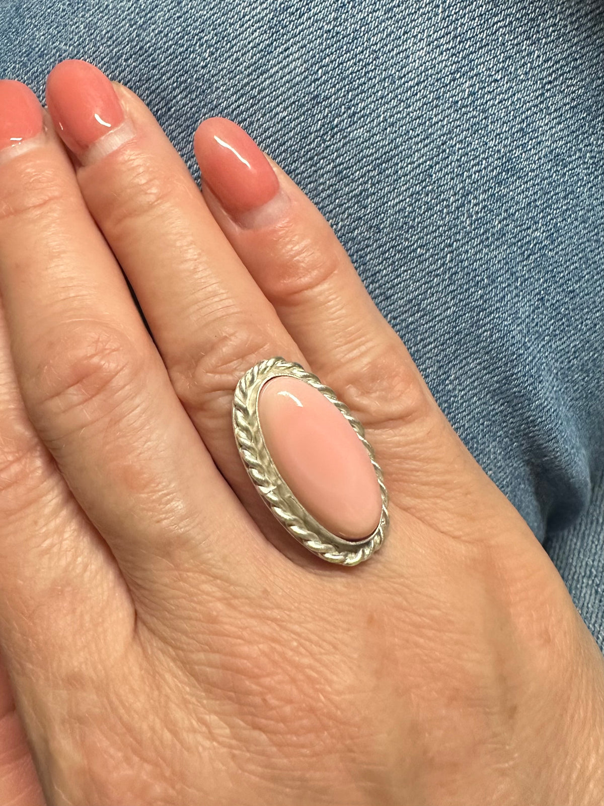 Pink Conch Shell Lasso Ring  F~T~S