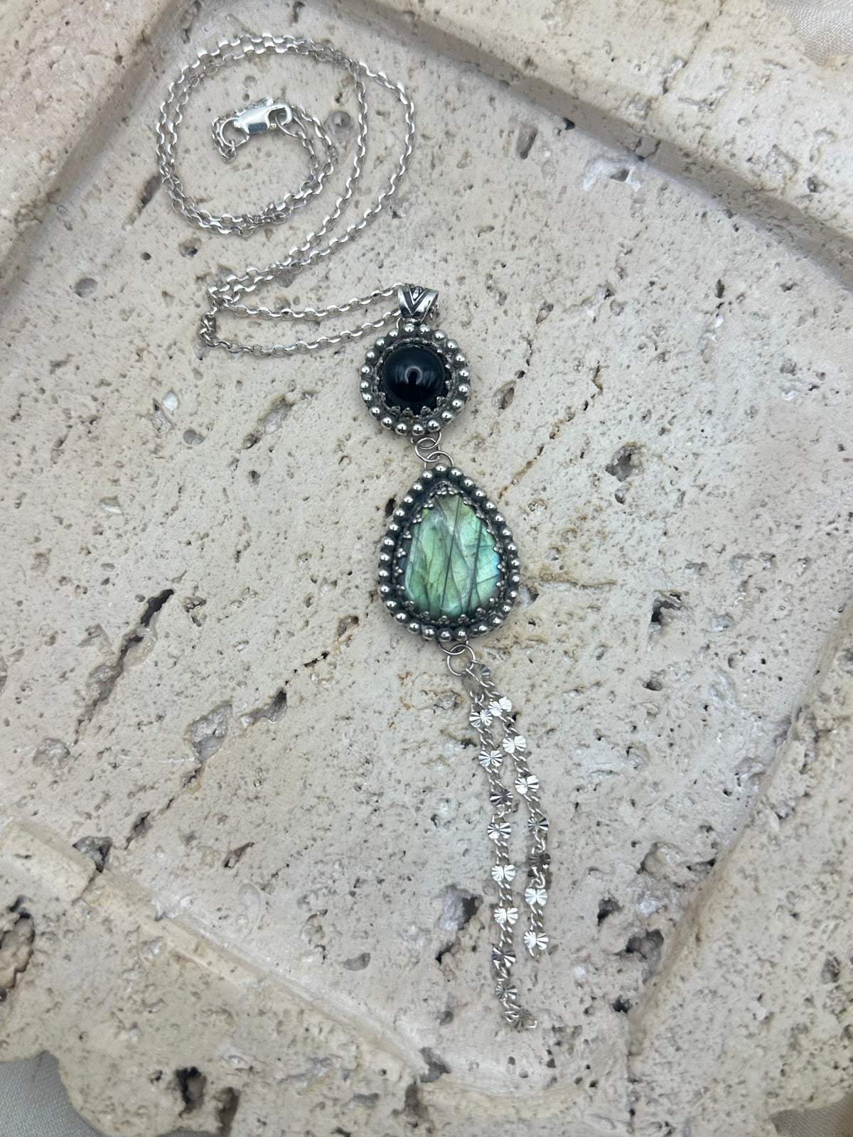 Winters End Onyx & Labradorite Necklace