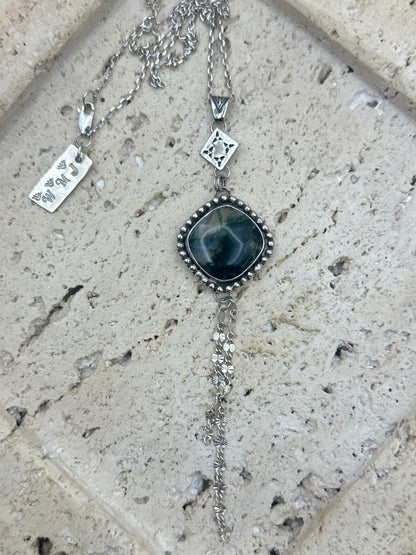 Winter's End Moss Agate Necklace