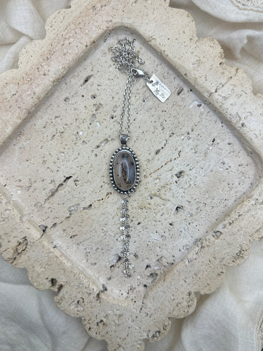 Winters End Snowy Agate Necklace