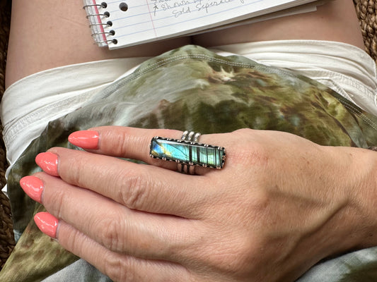 Teal Labradorite Ring