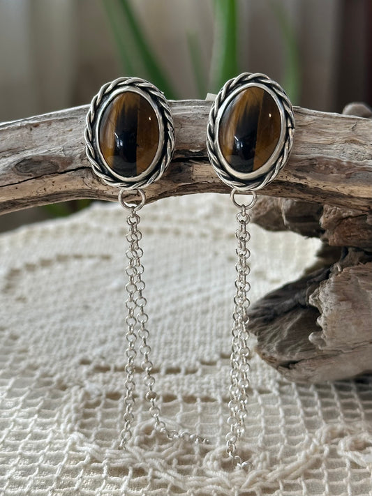 Nest Earrings with Tiger's Eye