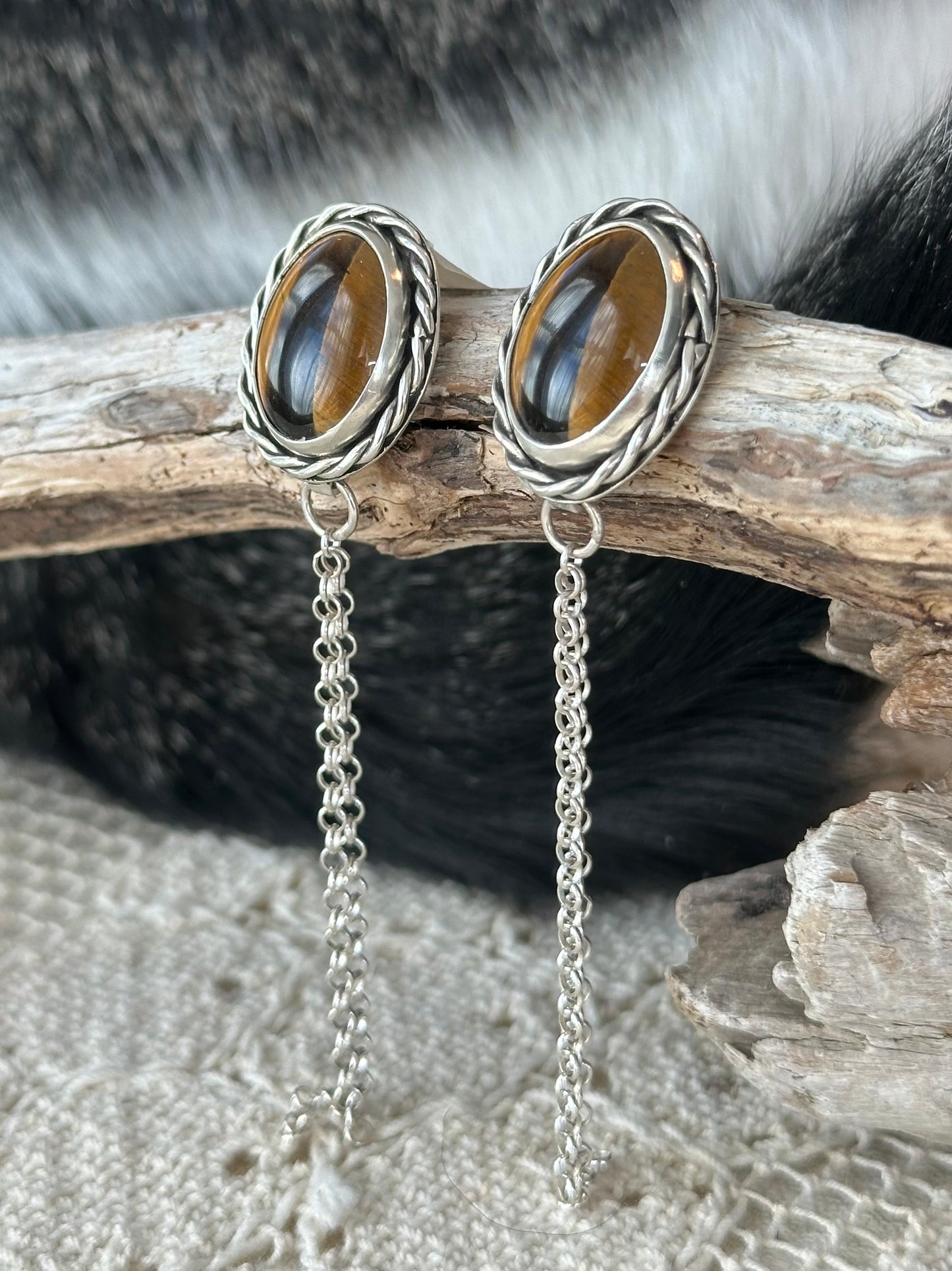 Nest Earrings with Tiger's Eye