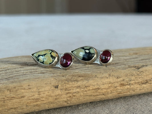 New Lander Variscite and Garnet Earrings