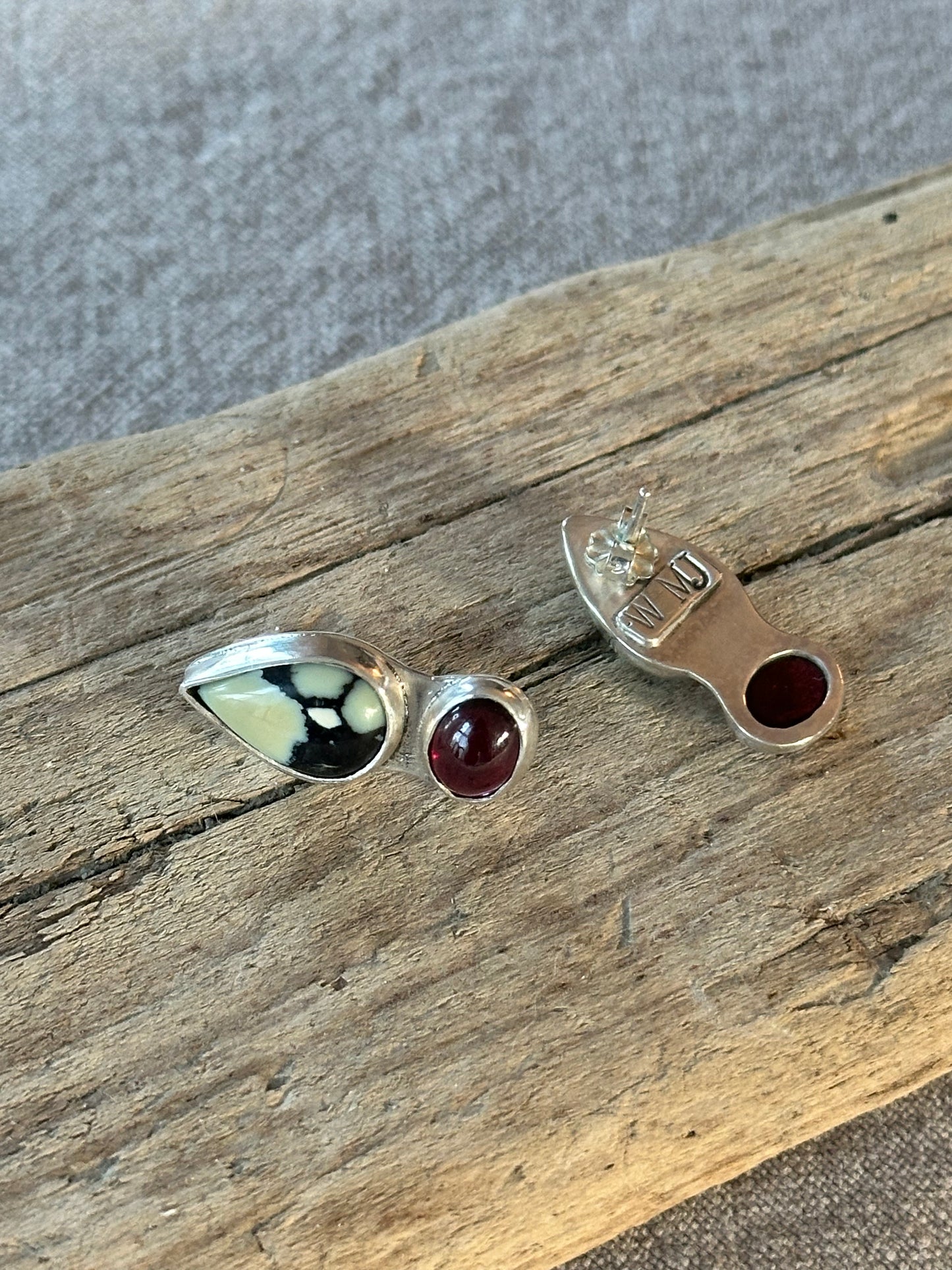 New Lander Variscite and Garnet Earrings